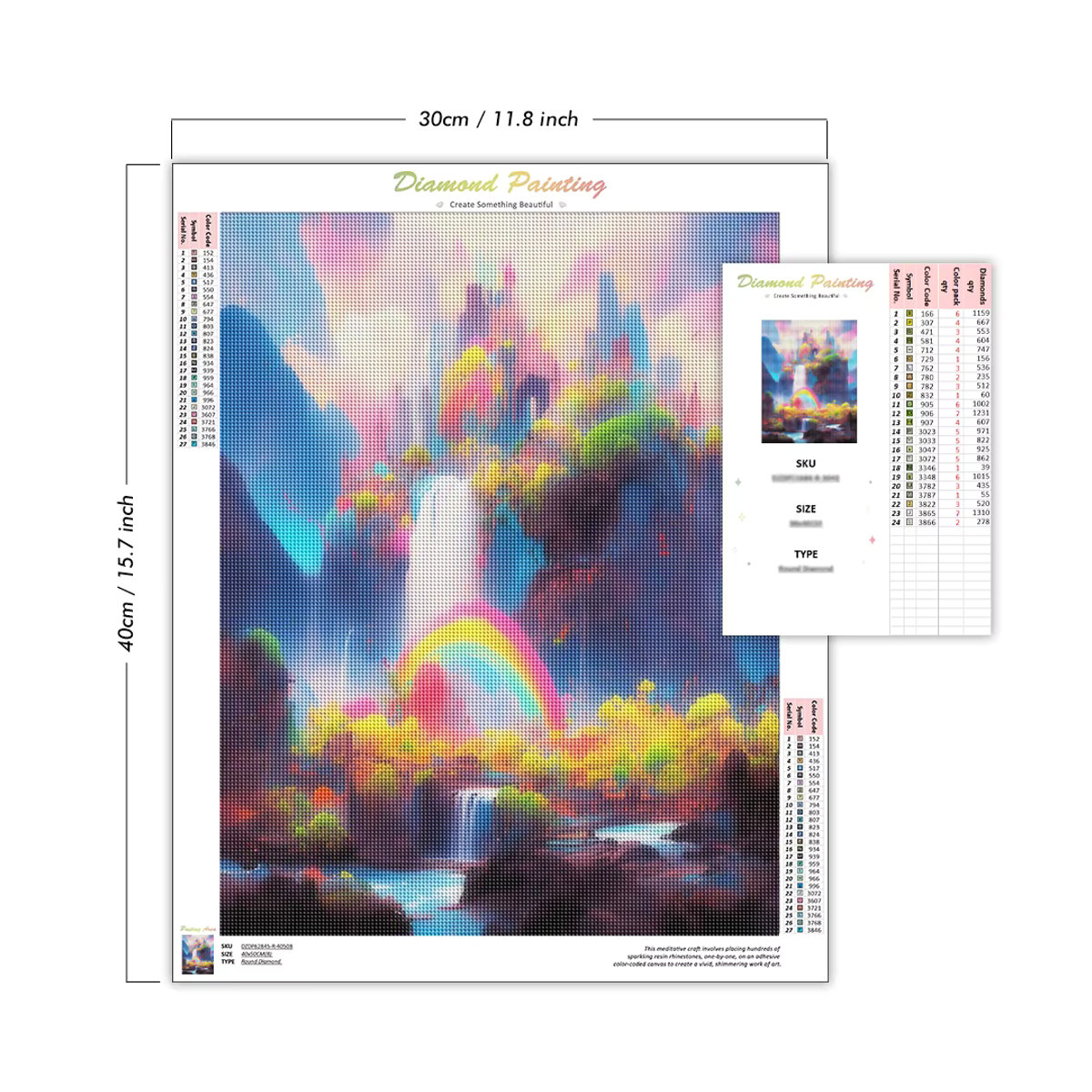 Sdoyuno Diamond Painting Set Landschaft Schloss Landhaus in Mehrfarbig, Rundes Wandkunst Kit mit Kristall-Steinen, Durchmesser: 40 cm - Bild 2