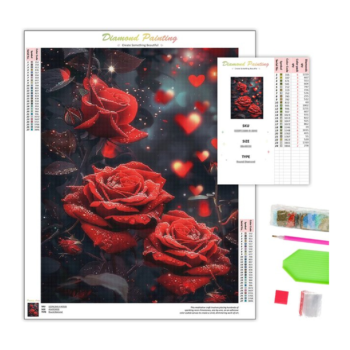 Sdoyuno Diamond Painting Set mit floralem Rosen-Motiv in Rosa und Rot zur Wanddekoration - Bild 1