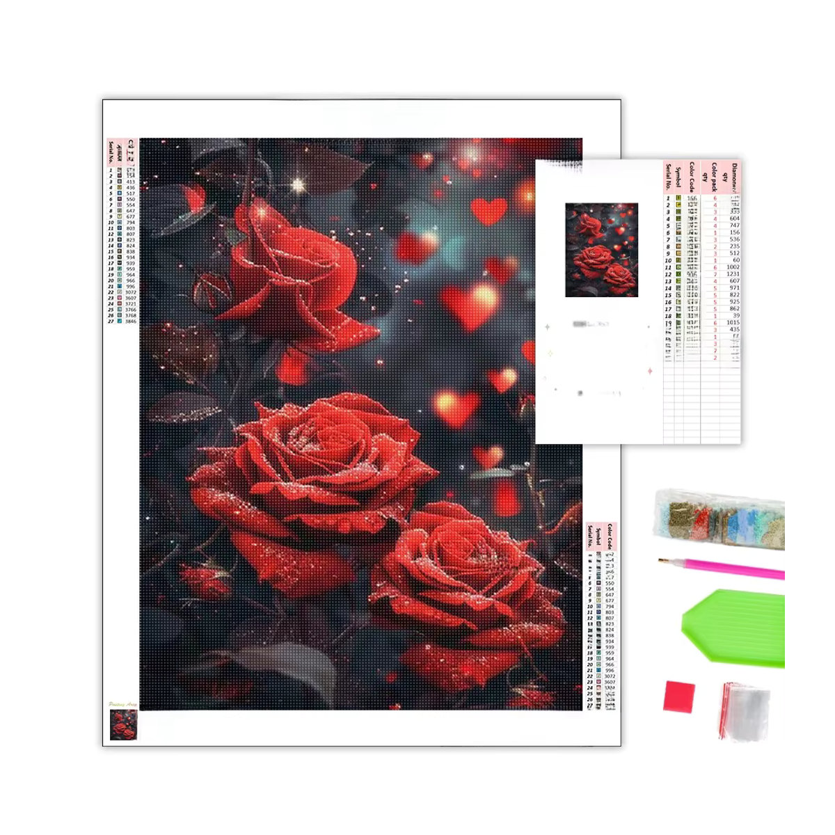 Sdoyuno Diamond Painting Set mit floralem Rosen-Motiv in Rosa und Rot zur Wanddekoration - Bild 5