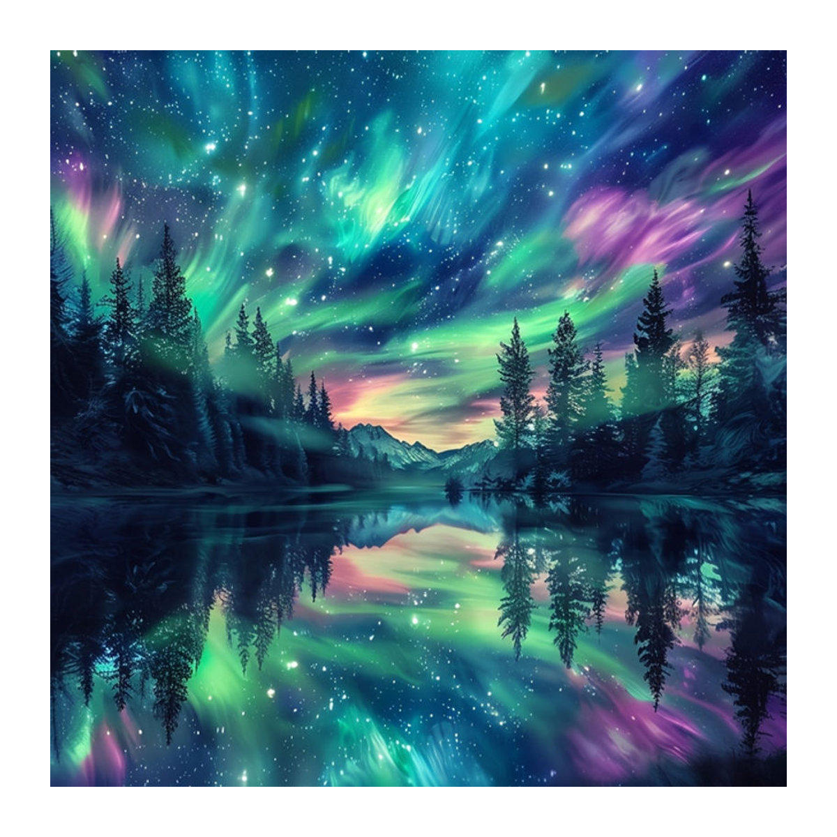 SDOYUNO DIY-Diamantgemälde Fantasy-Aurora 5D Mosaik Wanddekoration in Grau und Mehrfarbig, abstrakt und quadratisch - Bild 1