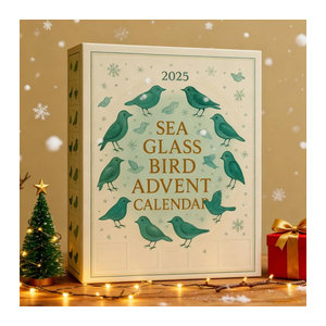 Sea Bird Advent Weihnachtskalender aus Acryl mit 24 Vögel-Ornamenten, mehrfarbig und grün, hängende Weihnachtsdekoration für Zuhause und Baum
