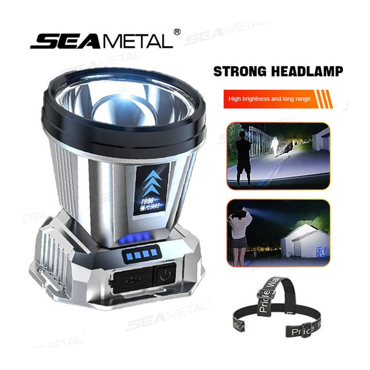 SEAMETAL Tragbares Arbeitslicht mit ultraheller LED und USB-Aufladung als Notfall-Taschenlampe für den Außenbereich - Bild 1
