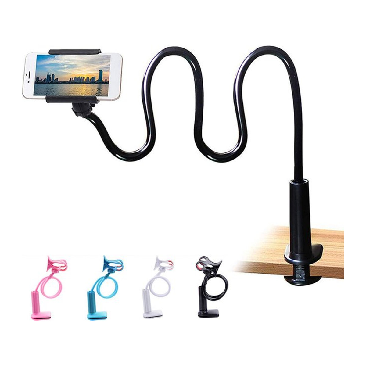 SEamopar Universal 360 Grad Lazy Bed Desktop Handyhalterung mit flexiblem Clip in Schwarz oder Weiß - Bild 1
