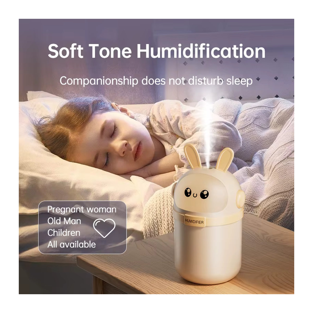 Searide Mars Rabbit Mini-Luftbefeuchter mit Aroma-Diffusor und Farblichtern, Rosa/Mehrfarbig, 180 ml - Bild 4