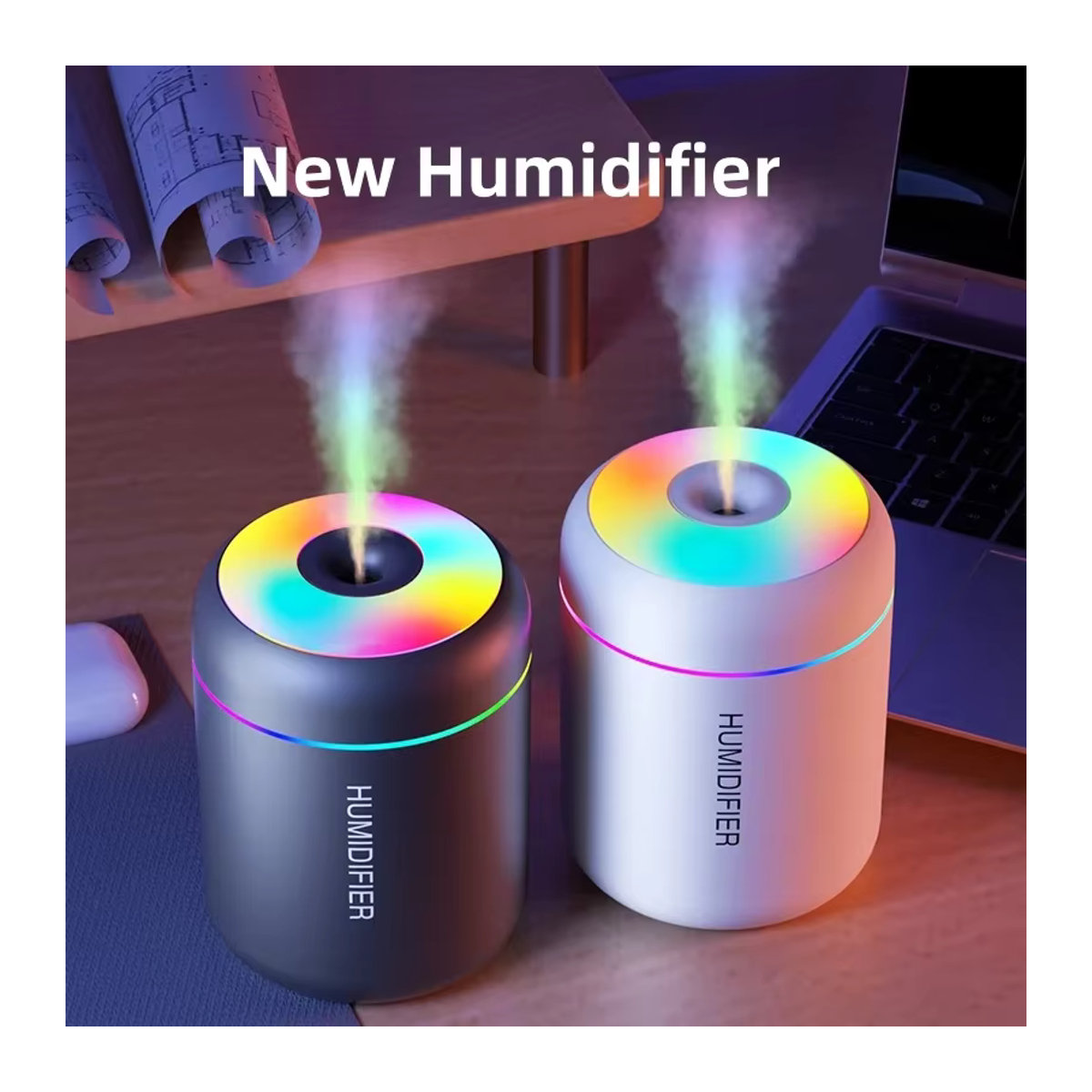 Searide Mini Luftbefeuchter und Aroma Diffusor mit 180ml Fassungsvermögen, USB elektrisch, für Auto, Schlafzimmer und Zuhause, in Weiß oder Schwarz - Bild 2