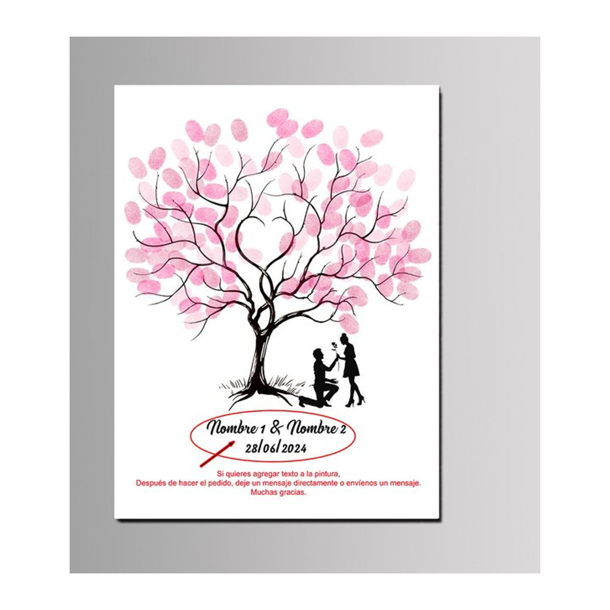 SEBERIDOR Hochzeitsbaum Leinwandgemälde mit floralem Design in Weiß für Gäste-Fingerabdrücke und Unterschriften - Bild 1
