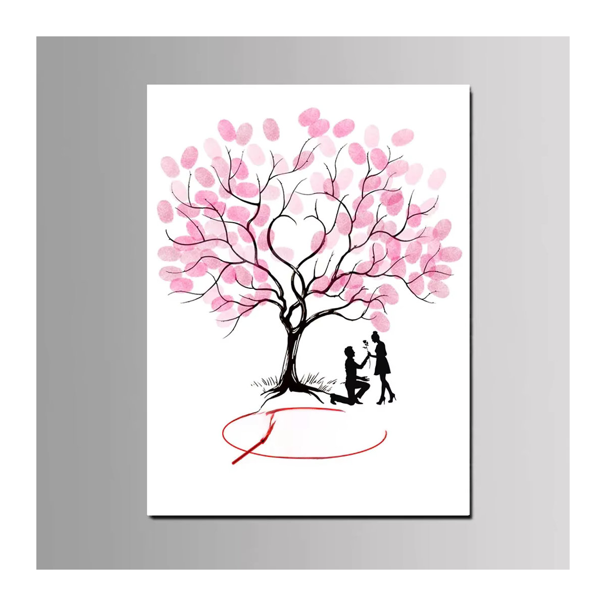 SEBERIDOR Hochzeitsbaum Leinwandgemälde mit floralem Design in Weiß für Gäste-Fingerabdrücke und Unterschriften - Bild 3