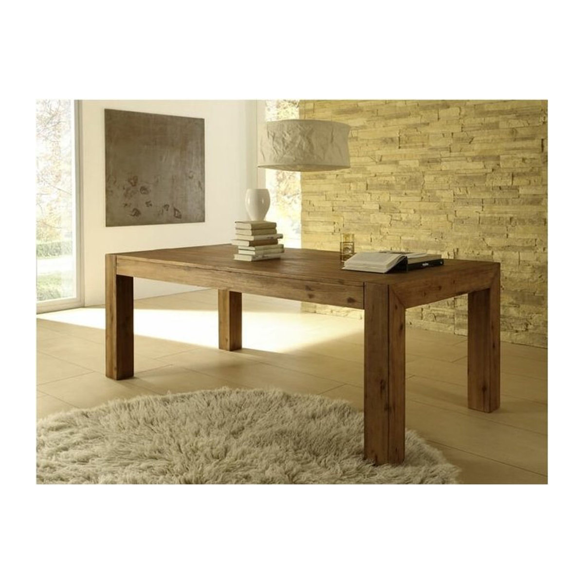 Sedex Florenz Couchtisch aus Akazie Massivholz in Natur, Rechteckig, B: 180 cm, T: 90 cm, H: 35,6 cm - Bild 1