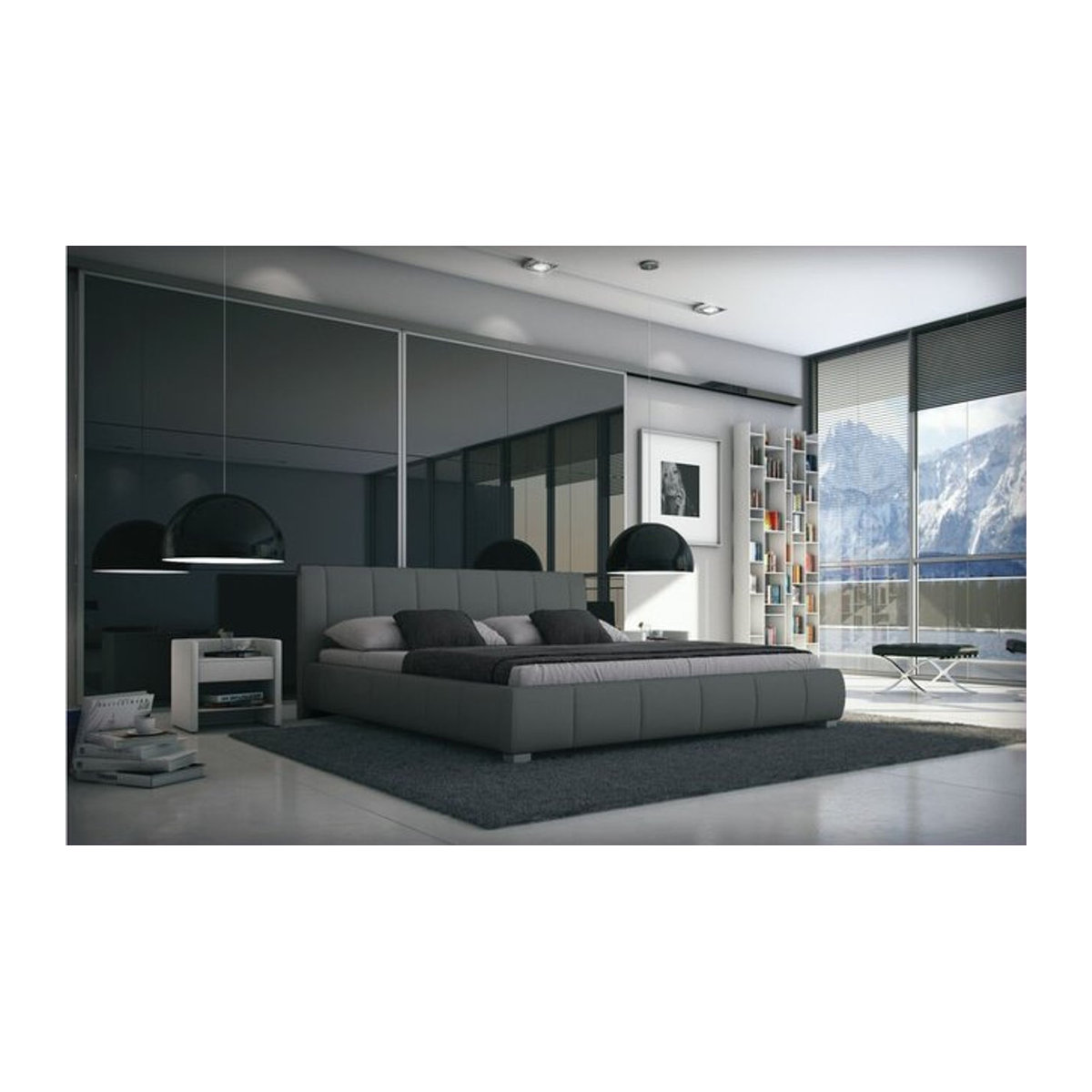 Sedex Polsterbett Luna aus Kunstleder und Holz in Grau, B/T/H: 140 x 200 cm - Bild 1