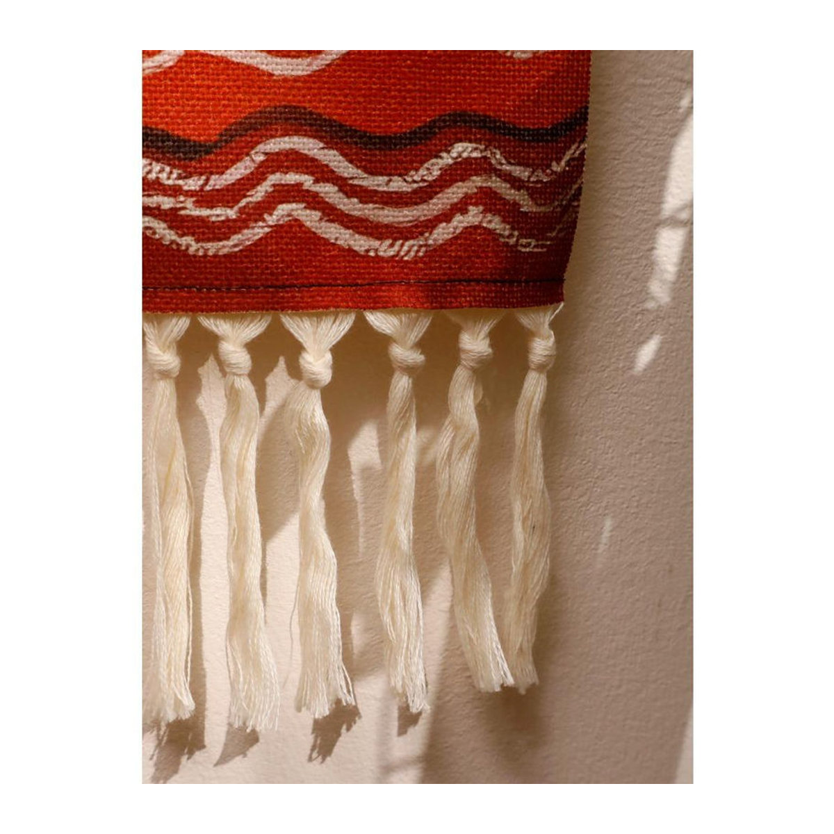 SEEQS Makramee Wandbehang mit Berg- und Sonnenuntergang Motiv in Boho-Stil, mehrfarbig, quadratisch - Bild 2