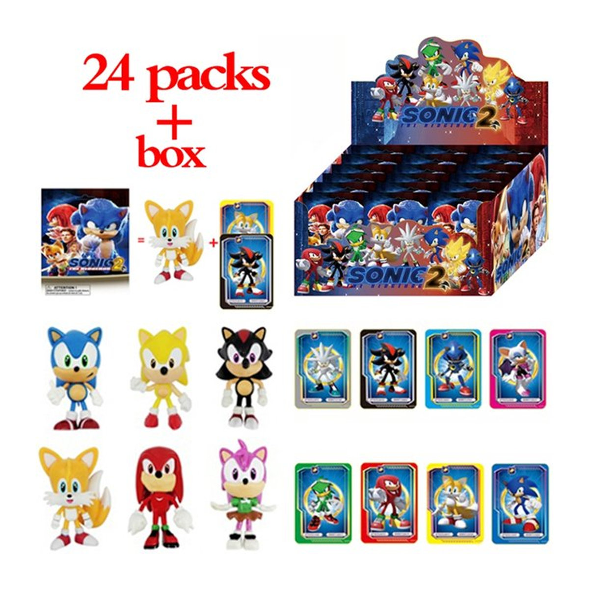 Sega Sonic 24-teiliges Blind Box Set mit PVC-Modellfiguren, mehrfarbig - Bild 1