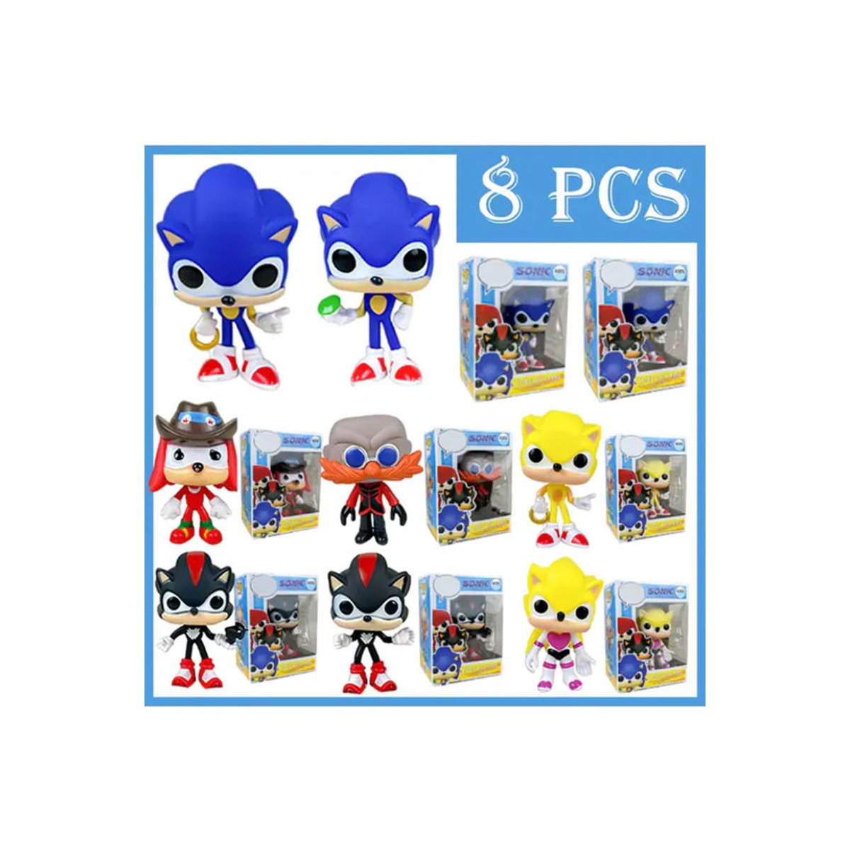 Sega Sonic Figuren-Set mit Dr. Eggman, Shadow und Knuckles aus PVC, mehrfarbige Action-Sammelfiguren zur Dekoration - Bild 4