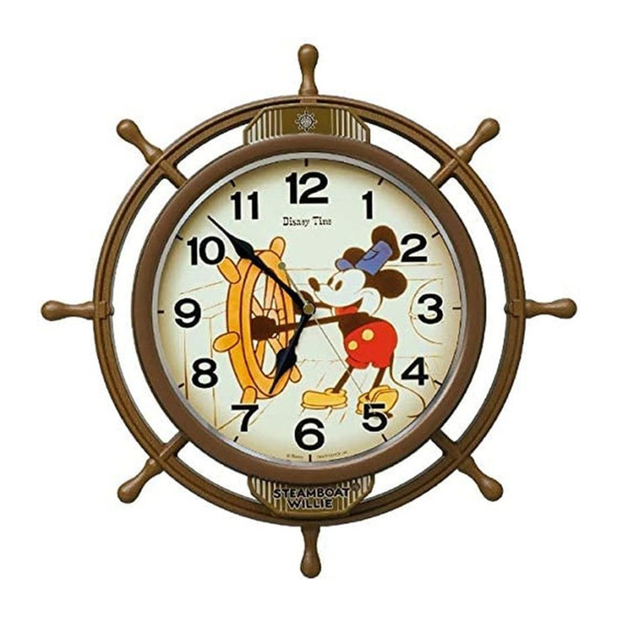 Seiko Wanduhr Disney Mickey Maus Funkgesteuerte Analoge Uhr mit Pendel in Braun - Bild 1