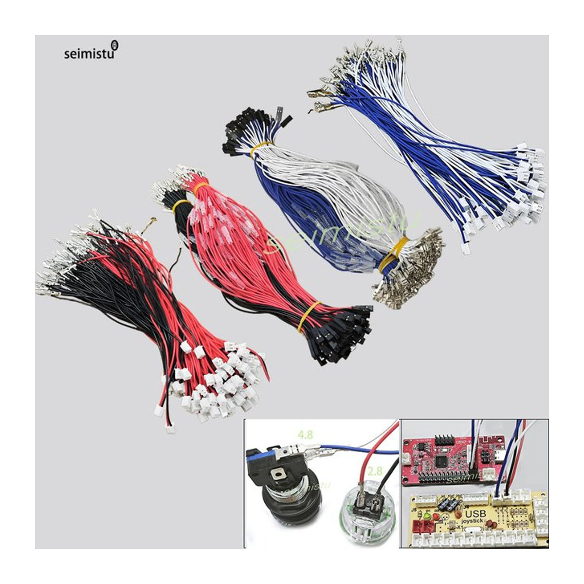 Seimistu 2-poliges DuPont-Anschlusskabel H2.54 in Mehrfarbig, 20 Stück für Zero Delay Arcade, USB-Board, Happ-Joystick und SANWA-Druckknöpfe - Bild 1