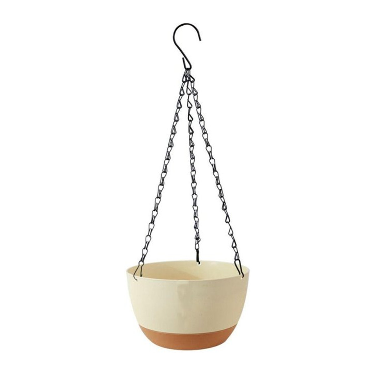 Selbstbewässerndes Hängepflanzgefäß von shengtukeji mit Drainageloch und Ketten, rund, beige - Bild 1