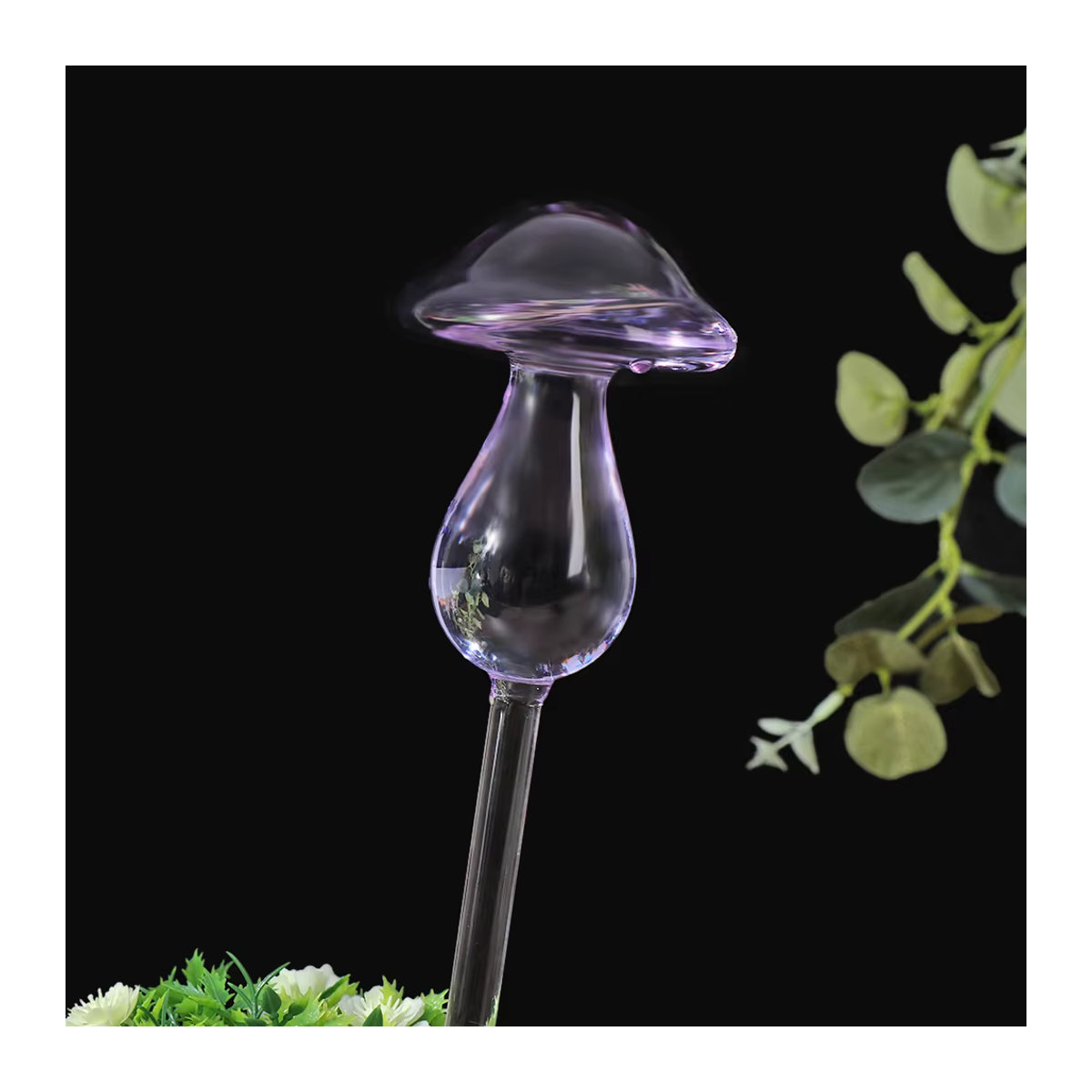 Selbstbewässerungssystem aus Glas im Pilz-Design für Pflanzen und Blumen, mehrfarbig und transparent - Bild 3