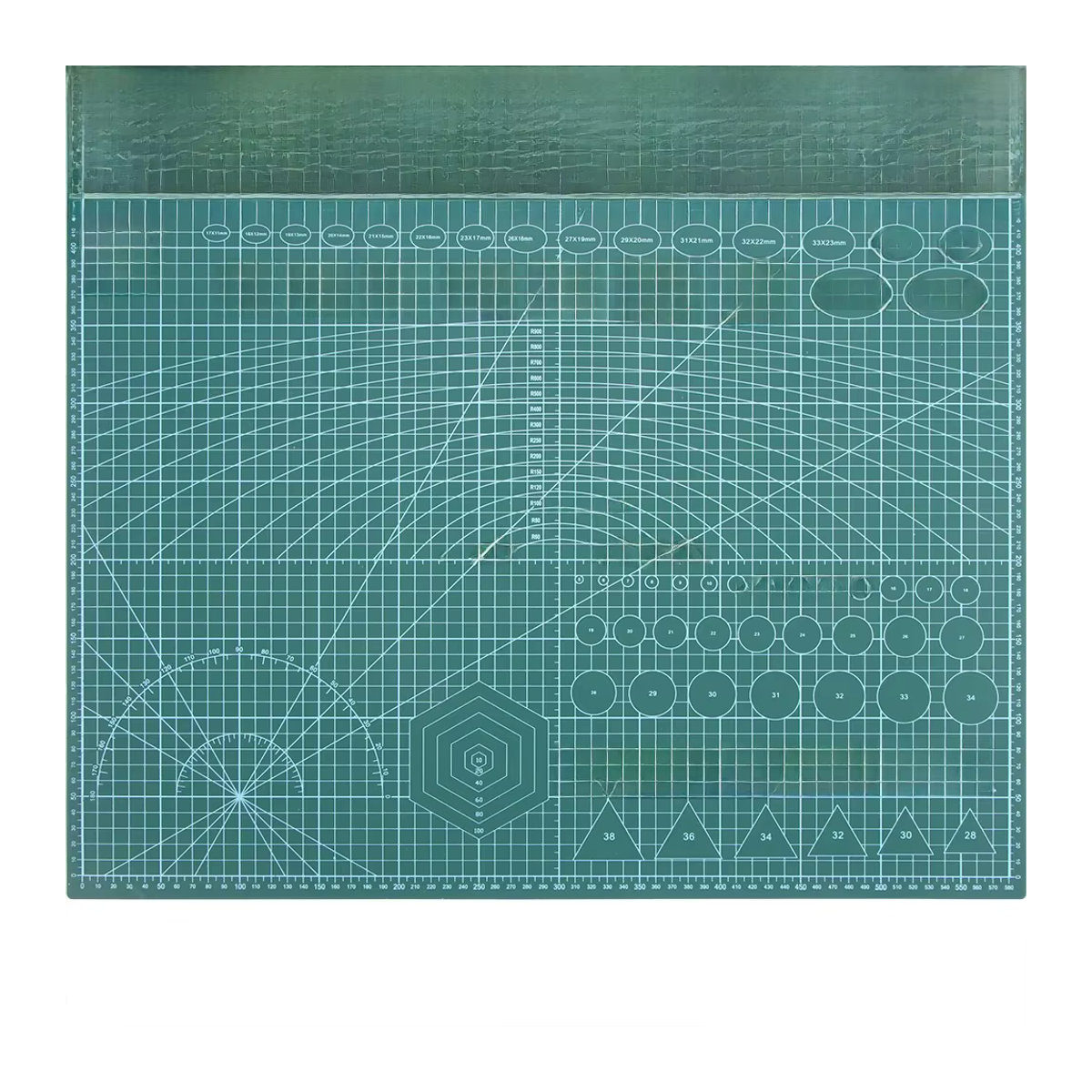 Selbstheilendes A2-Schneidpad von QJH in Grün mit geometrischen Mustern, Dicke: 0,3 cm, B: 40 cm, H: 60 cm - Bild 6