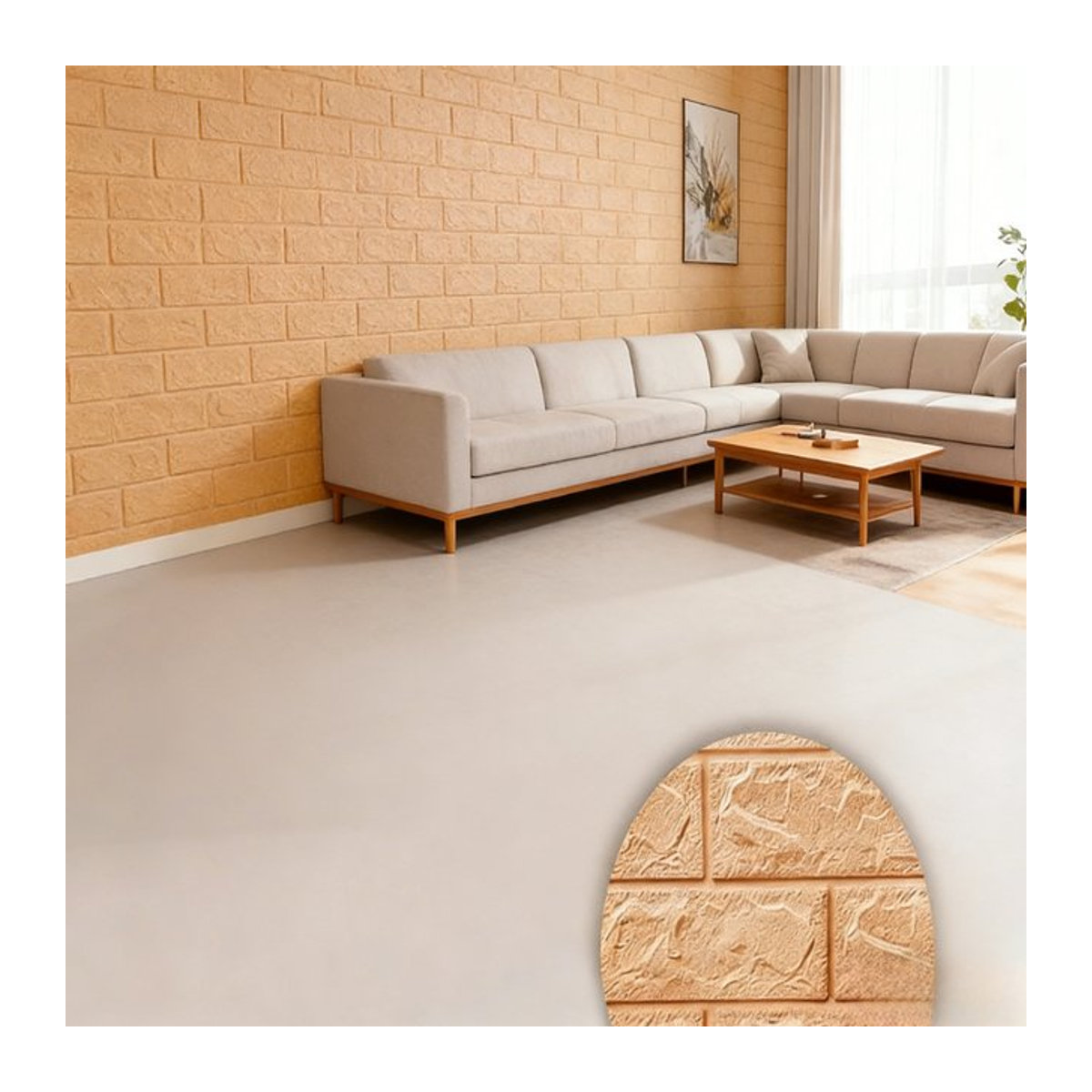 Selbstklebende 3D Ziegelstein Wandaufkleber aus Schaumstoff in Schwarz und Beige für eine moderne Wanddekoration - Bild 1