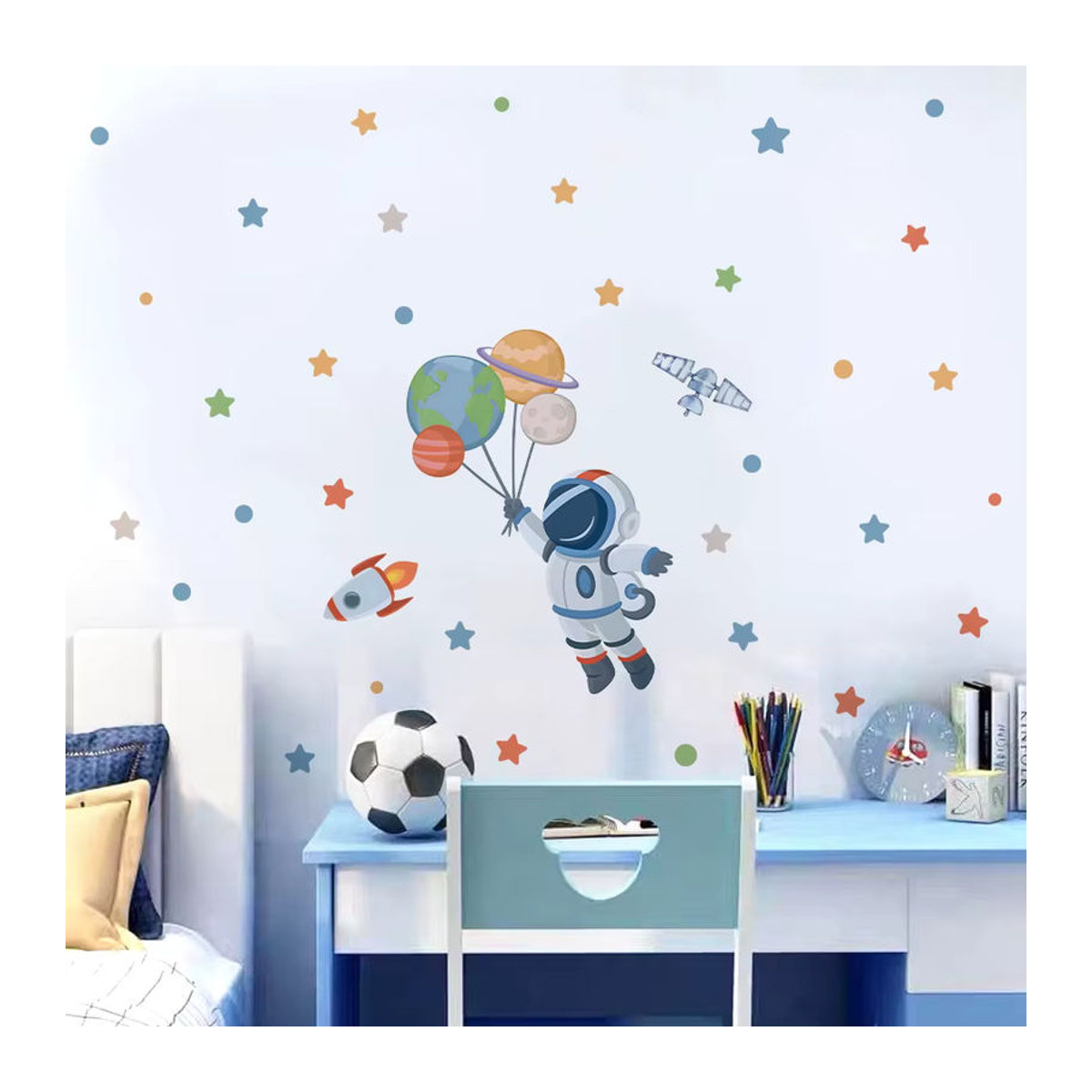 Selbstklebende BRUP Astronauten-Wandaufkleber mit Sternen im Weltraumdesign, im Dunkeln leuchtend, mehrfarbig - Bild 3