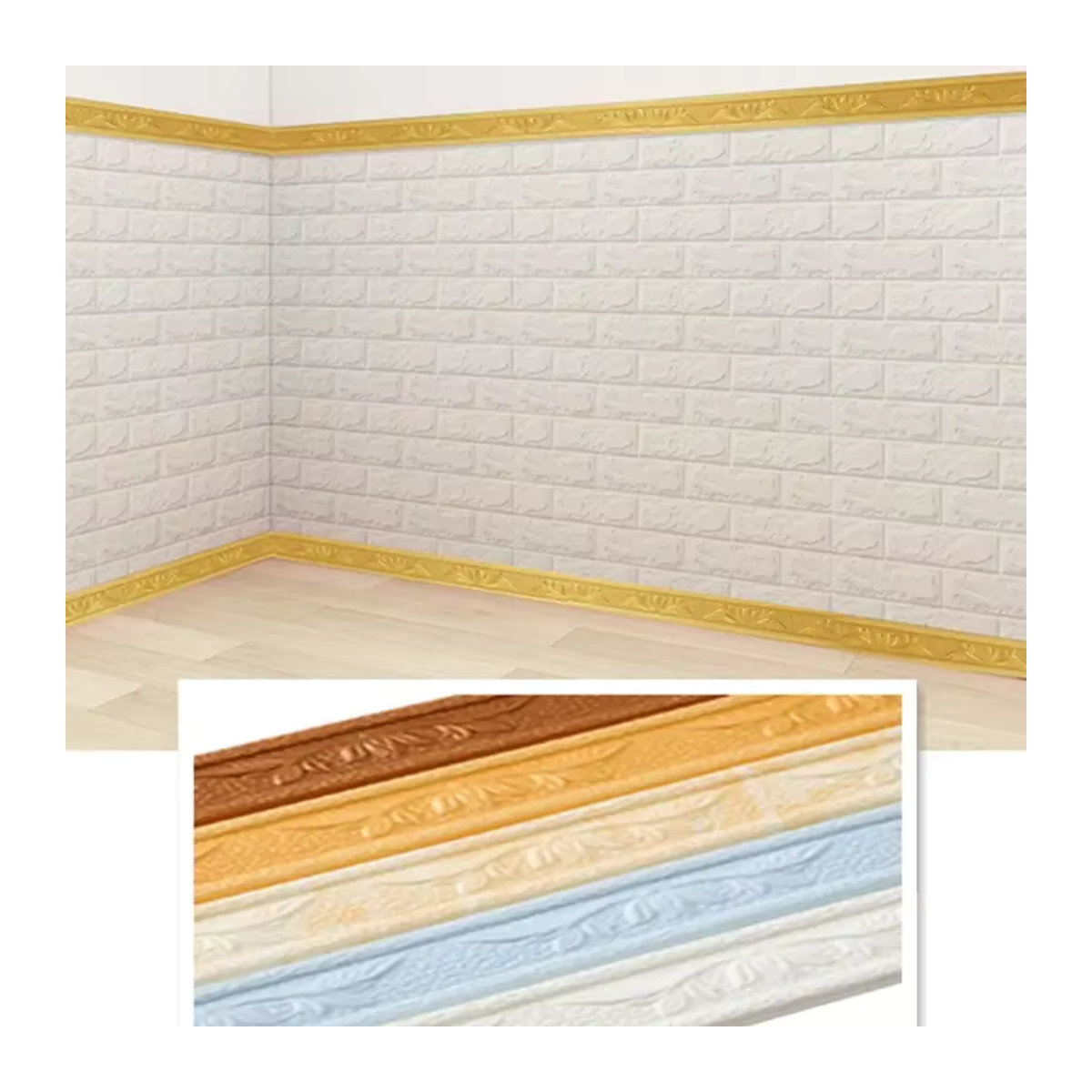 Selbstklebende dekorative Wandleiste in Weiß für Decke und Sockel, Länge: 2,3 m, Breite: 4 cm - Bild 5