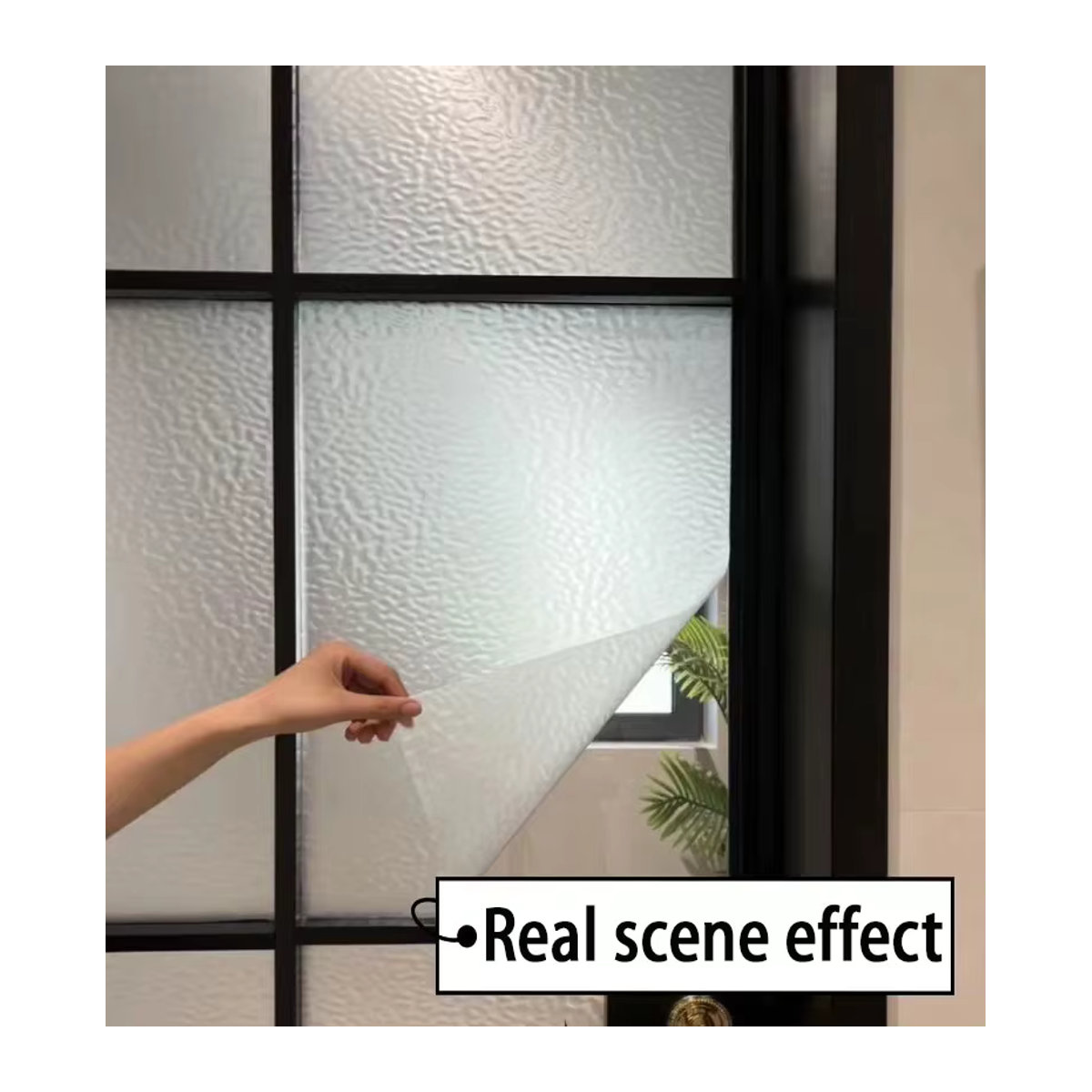 Selbstklebende Fensterdekorfolie in transparentem Design mit abstraktem Hydrografik-Muster aus PET-Kunststoff, B: 200 cm x H: 45 cm x T: 45 cm - Bild 2