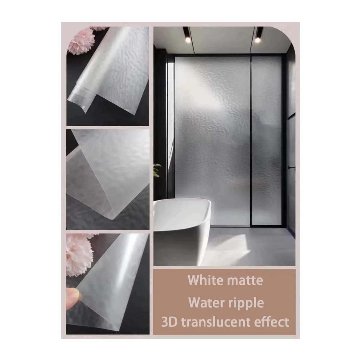 Selbstklebende Fensterdekorfolie in transparentem Design mit abstraktem Hydrografik-Muster aus PET-Kunststoff, B: 200 cm x H: 45 cm x T: 45 cm - Bild 6