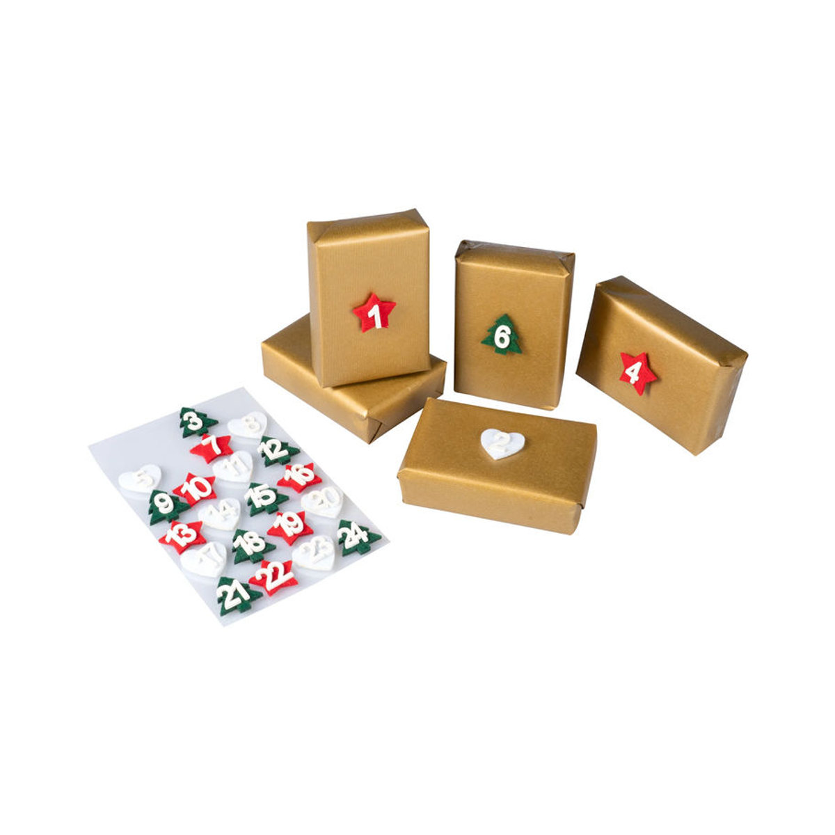 Selbstklebende Filzsticker Adventskalender von viva domo in Mehrfarbig (Rot, Weiß, Grün) zur Weihnachtsdekoration - Bild 2