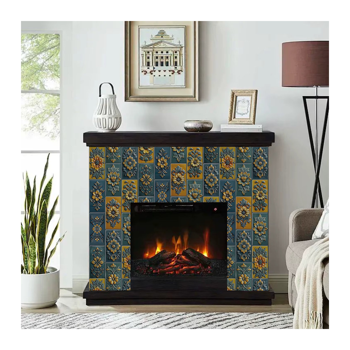 Selbstklebende Fliesenwandaufkleber im Mandala-Design, orientalische Wanddekoration aus PET für Küche, Wohnzimmer und Badezimmer, mehrfarbig - Bild 4