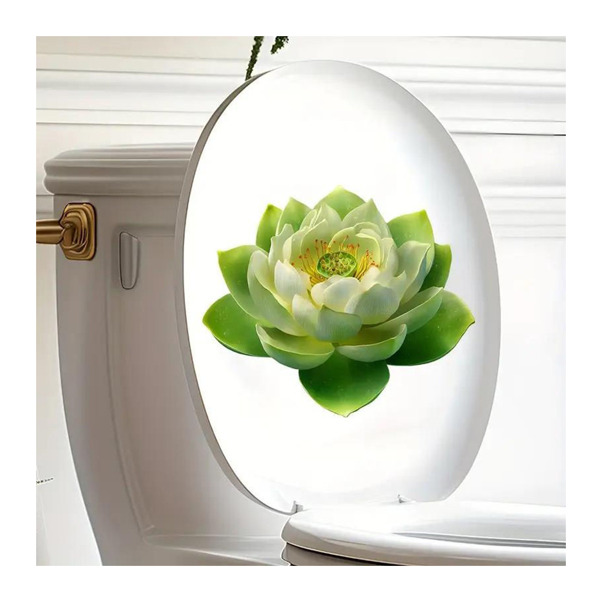 Selbstklebende Lotus Wandaufkleber für das Badezimmer im Dunkeln leuchtend, florale Dekoration aus Kunststoff in Grün - Bild 3