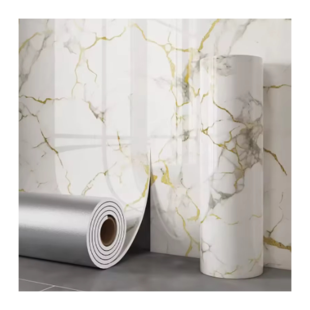 Selbstklebende Marmor-Tapete von ctzsoop in Weiß, wasserdicht und schmutzabweisend, PVC-Wandaufkleber für Küche und Wohnzimmer, Breite: 40 cm - Bild 2