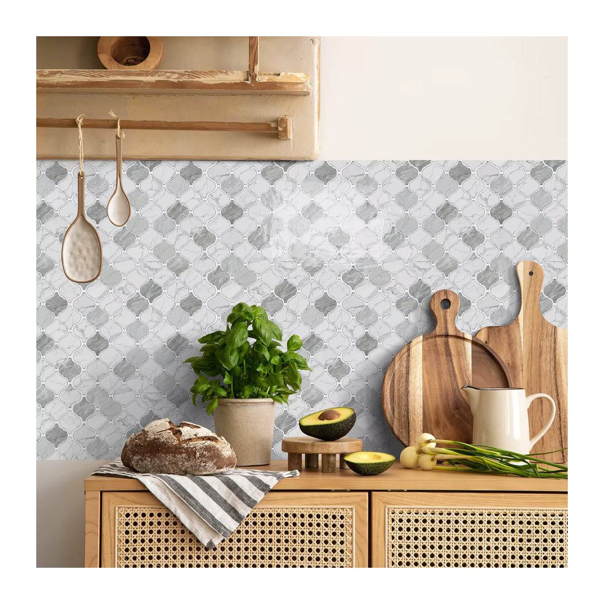 Selbstklebende Marmorfliesen Wandaufkleber in Blau für Küche und Wohnzimmer, Rechteckig, Modernes Design - Bild 2