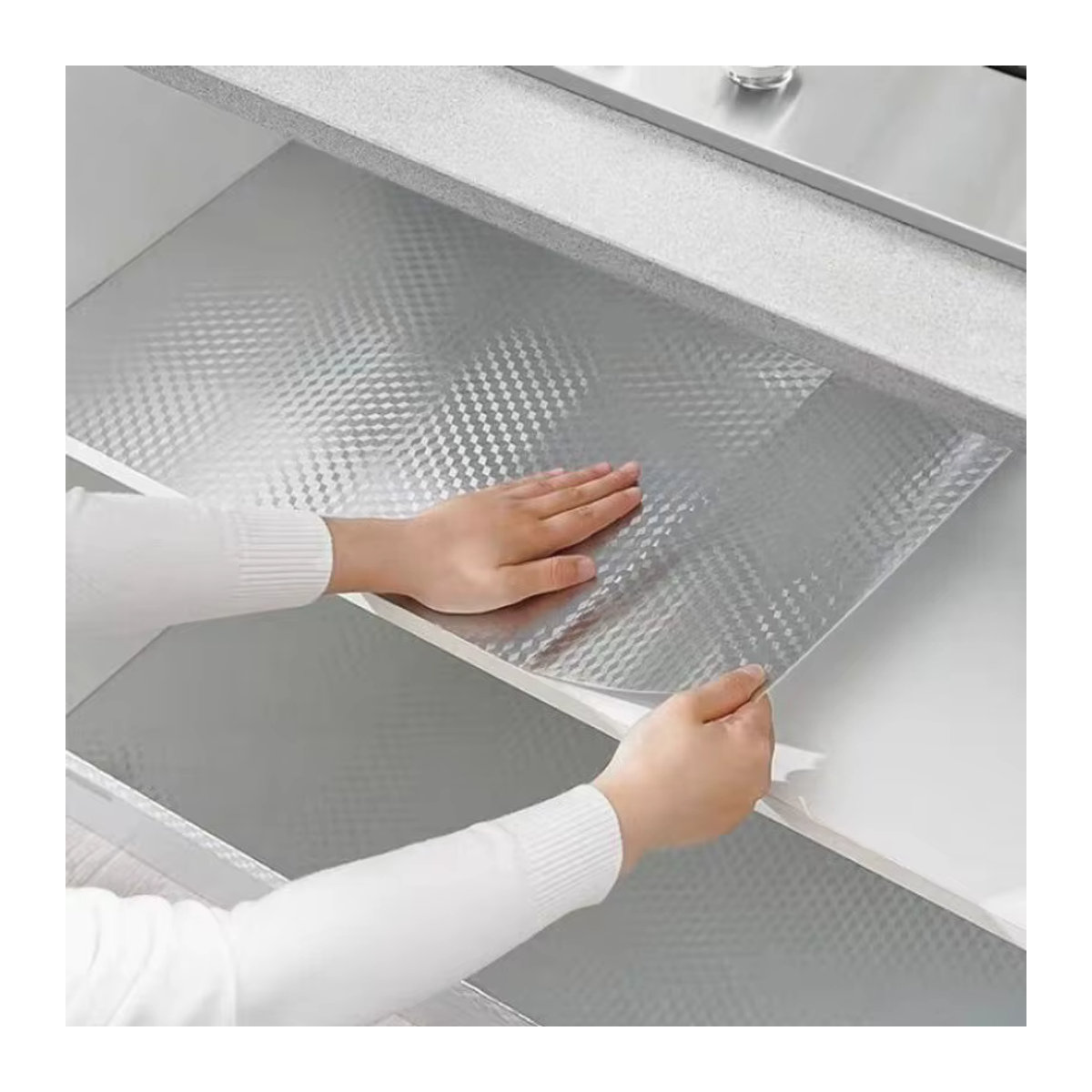 Selbstklebende Möbeltapete aus gebürstetem PVC in Gold und Silber für Kleiderschränke und Kühlschränke - Bild 3