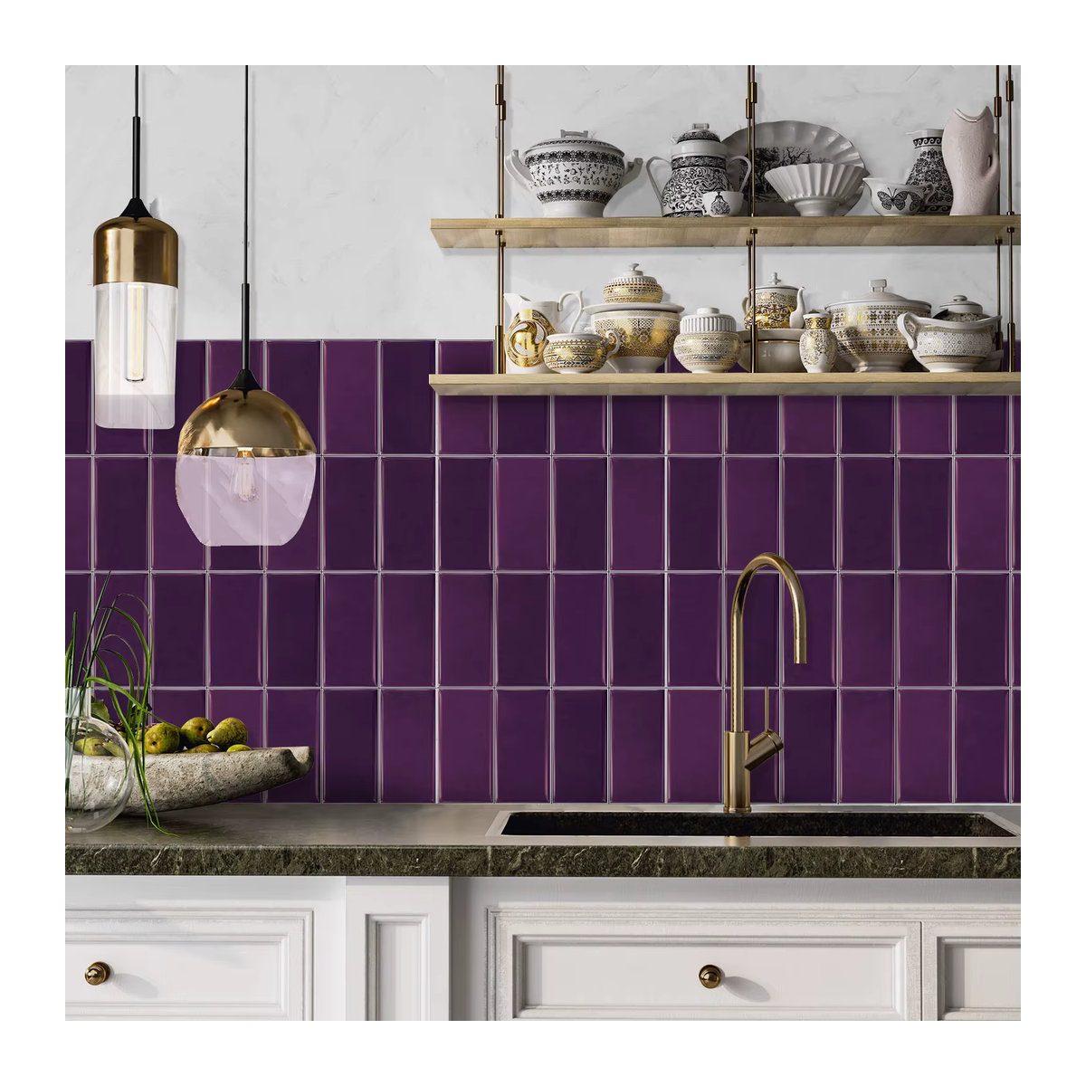 Selbstklebende PET-Wandaufkleber in Lila mit Farbverlauf im modernen Abstract-Design zur Wanddekoration für Wohnzimmer und Schlafzimmer - Bild 2