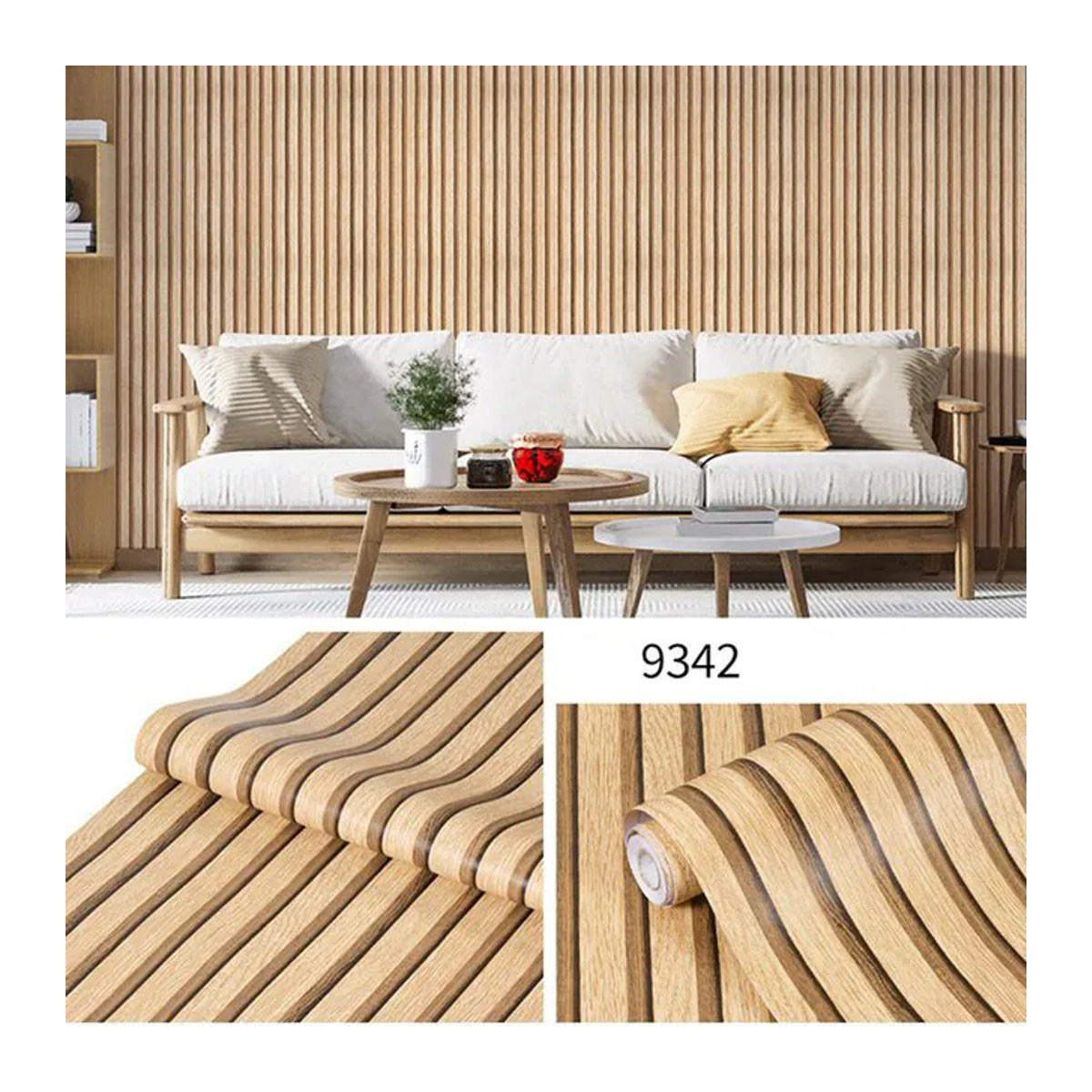 Selbstklebende PVC-Wandtapete von ctzsoop in Braun mit skandinavischem Streifenmuster für Wohnzimmer und Schlafzimmer - Bild 1