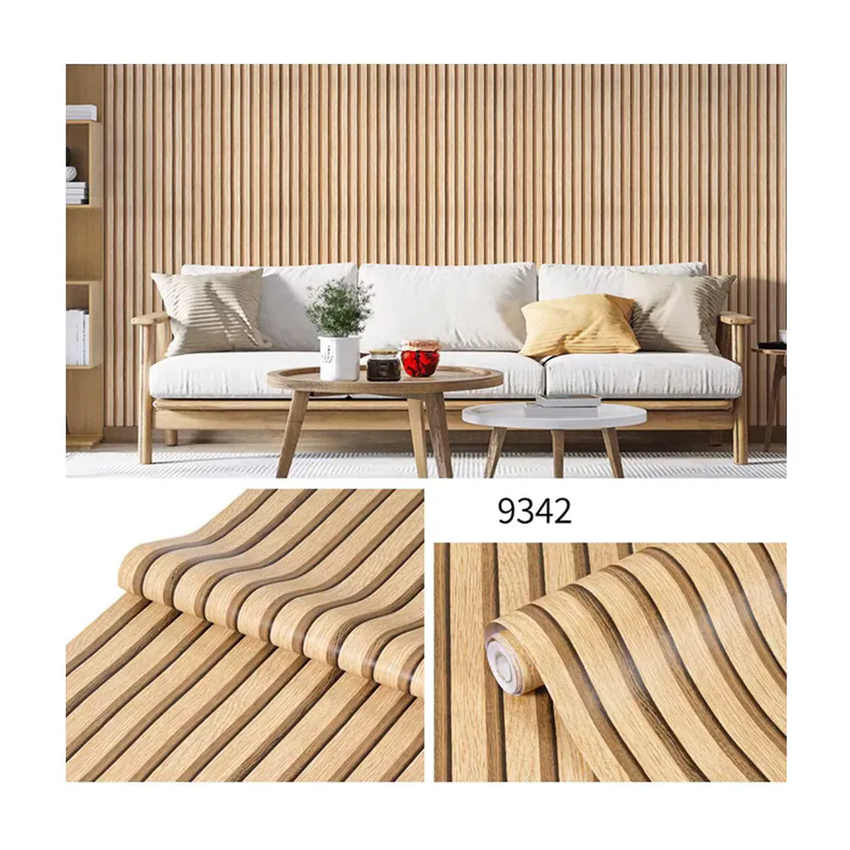 Selbstklebende PVC-Wandtapete von ctzsoop in Braun mit skandinavischem Streifenmuster für Wohnzimmer und Schlafzimmer - Bild 5