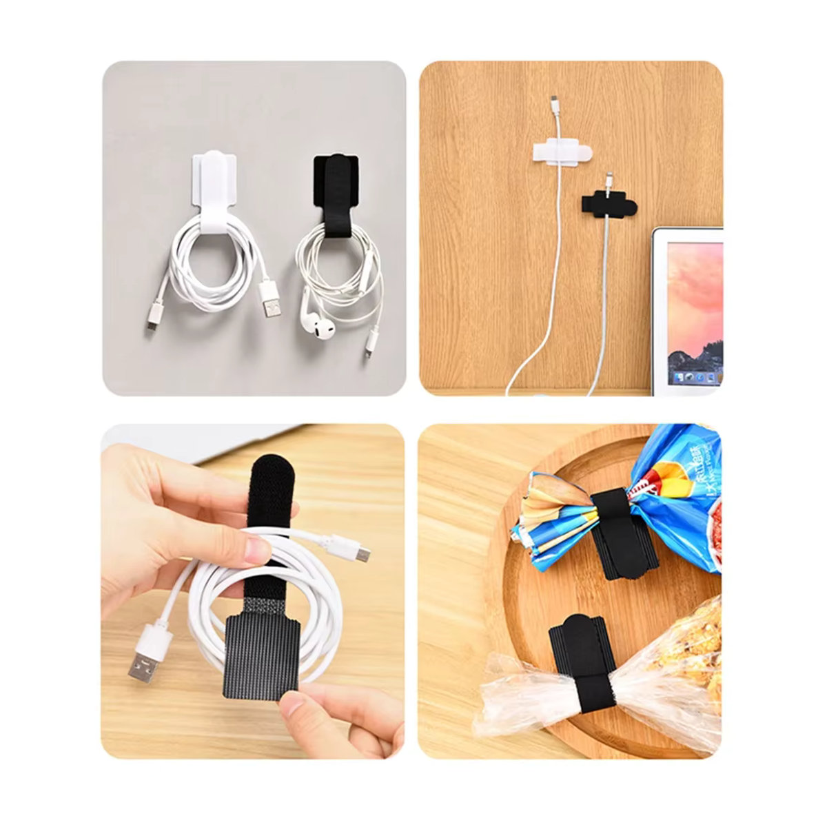 Selbstklebende USB-Kabelorganisator Clips aus Kunststoff in Schwarz für minimalistisches Kabelmanagement - Bild 5