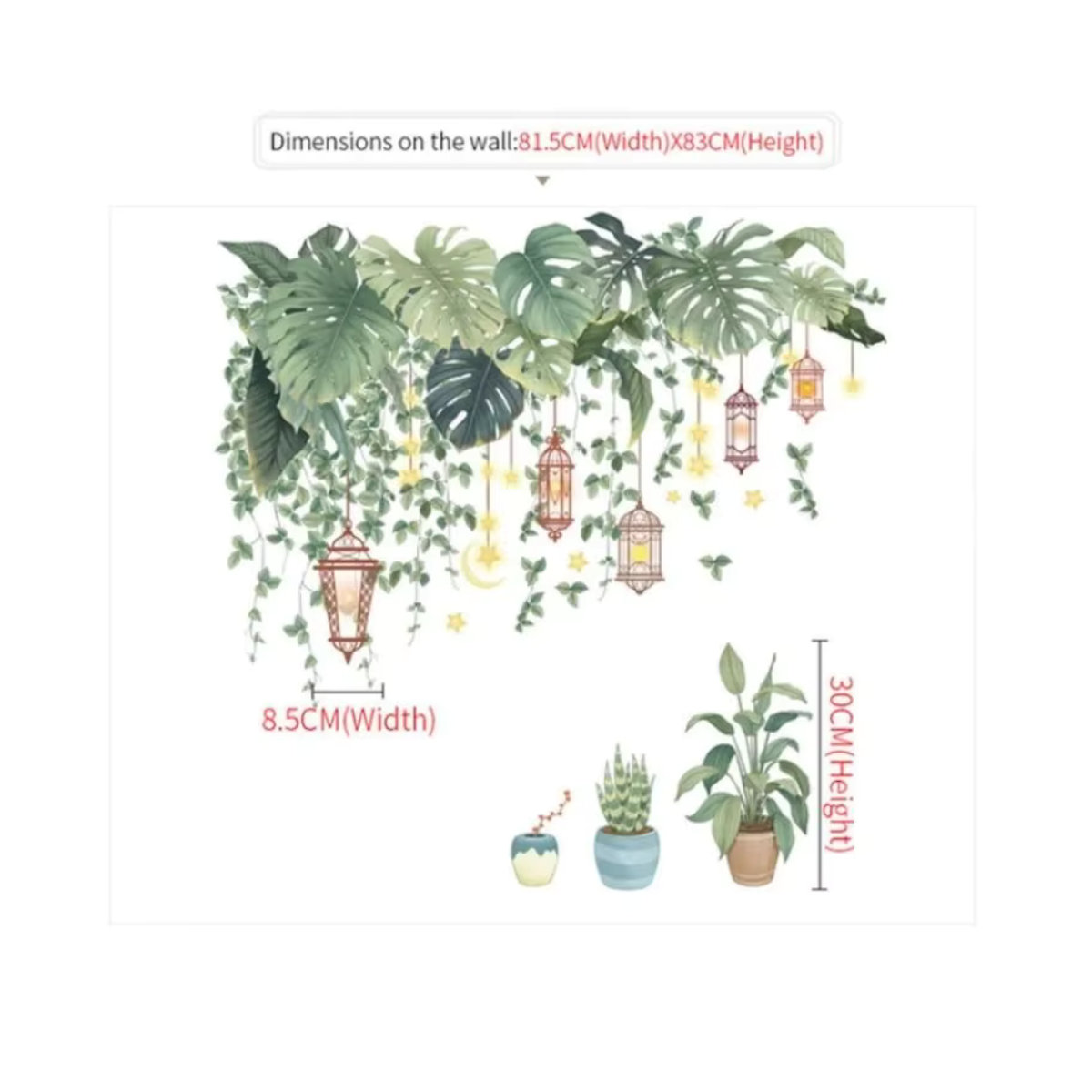 Selbstklebende Wandaufkleber mit grünem Bonsai-Blatt-Design aus PVC für deine ästhetische Raumdekoration im Bohemian-Stil - Bild 6