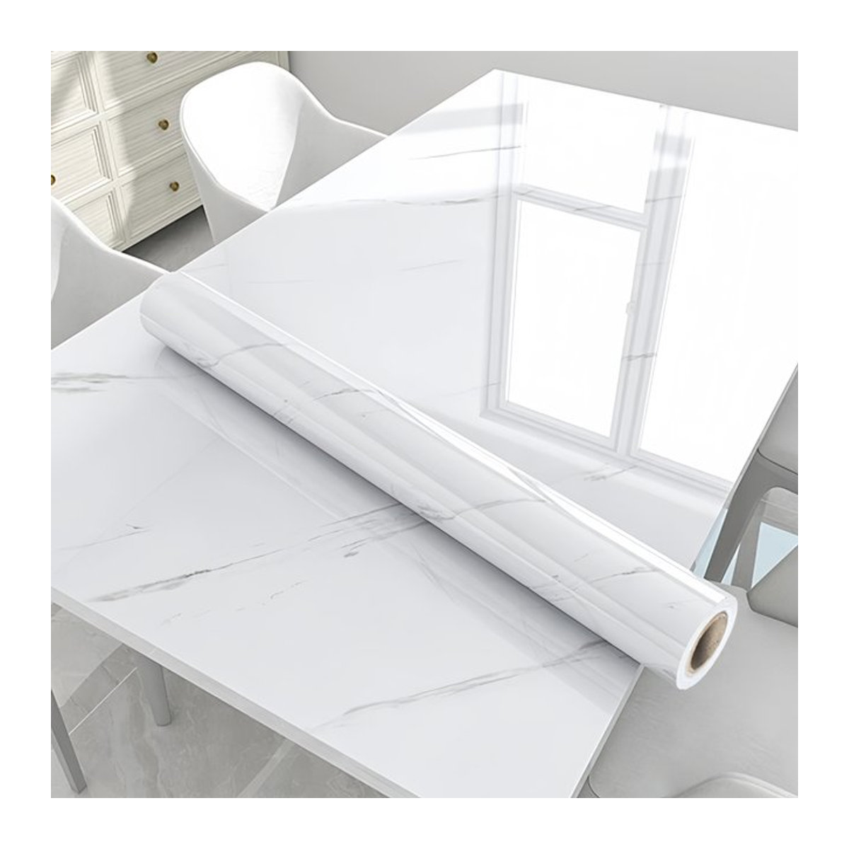 Selbstklebende Wandtapete von ctzszzmm in Weiß mit modernem Marmor-Design, wasserdicht und ölbeständig - Bild 1