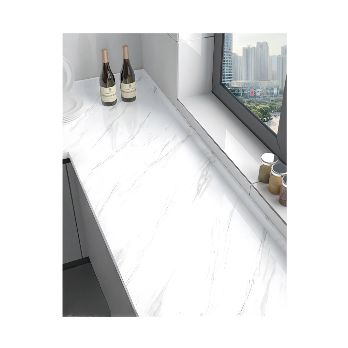 Selbstklebende Wandtapete von ctzszzmm in Weiß mit modernem Marmor-Design, wasserdicht und ölbeständig - Bild 2