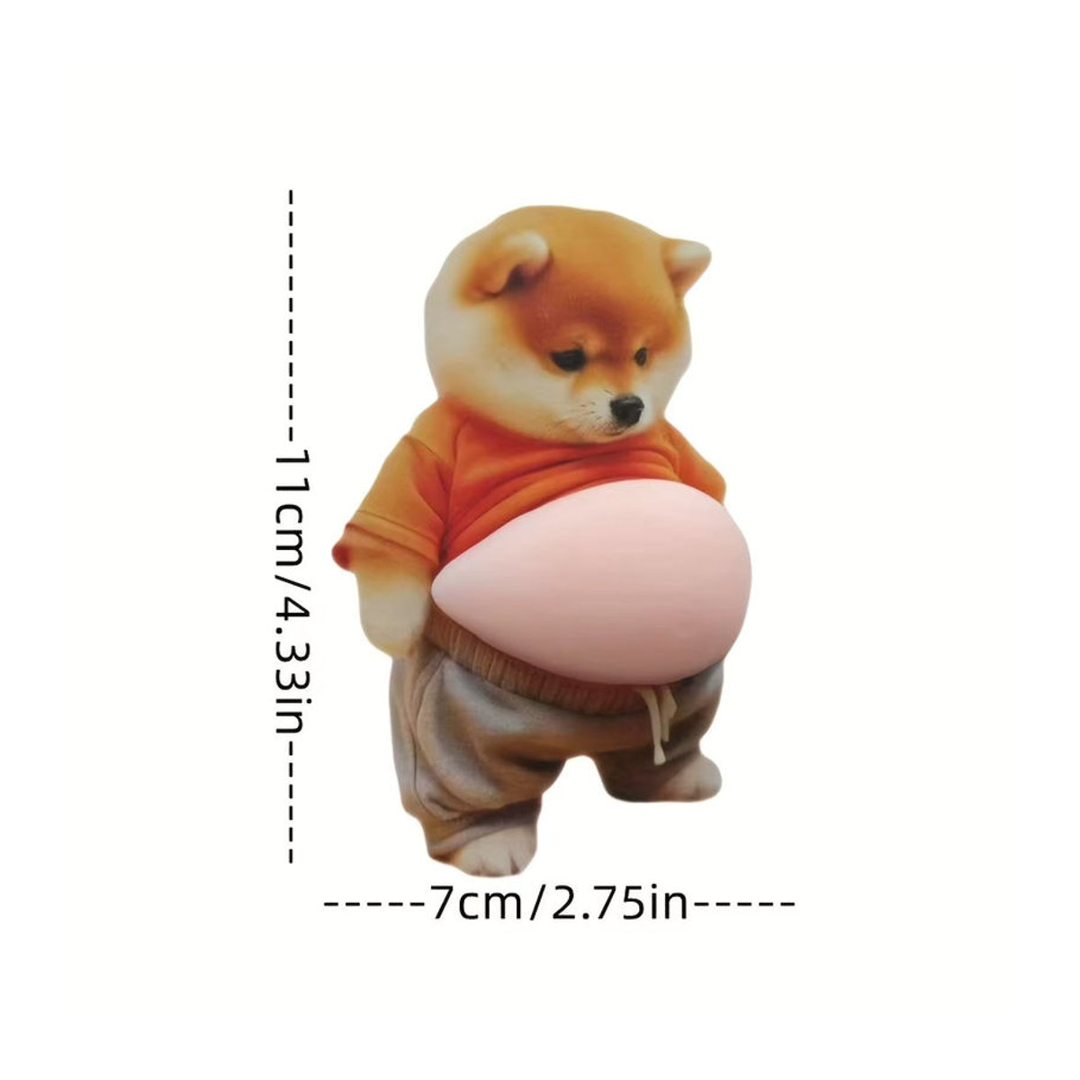Selbstklebender 3D Shiba Inu Hundebauch-Aufkleber von UNIQUEFORYOU in Orange und Rosa aus Silikon - Bild 2