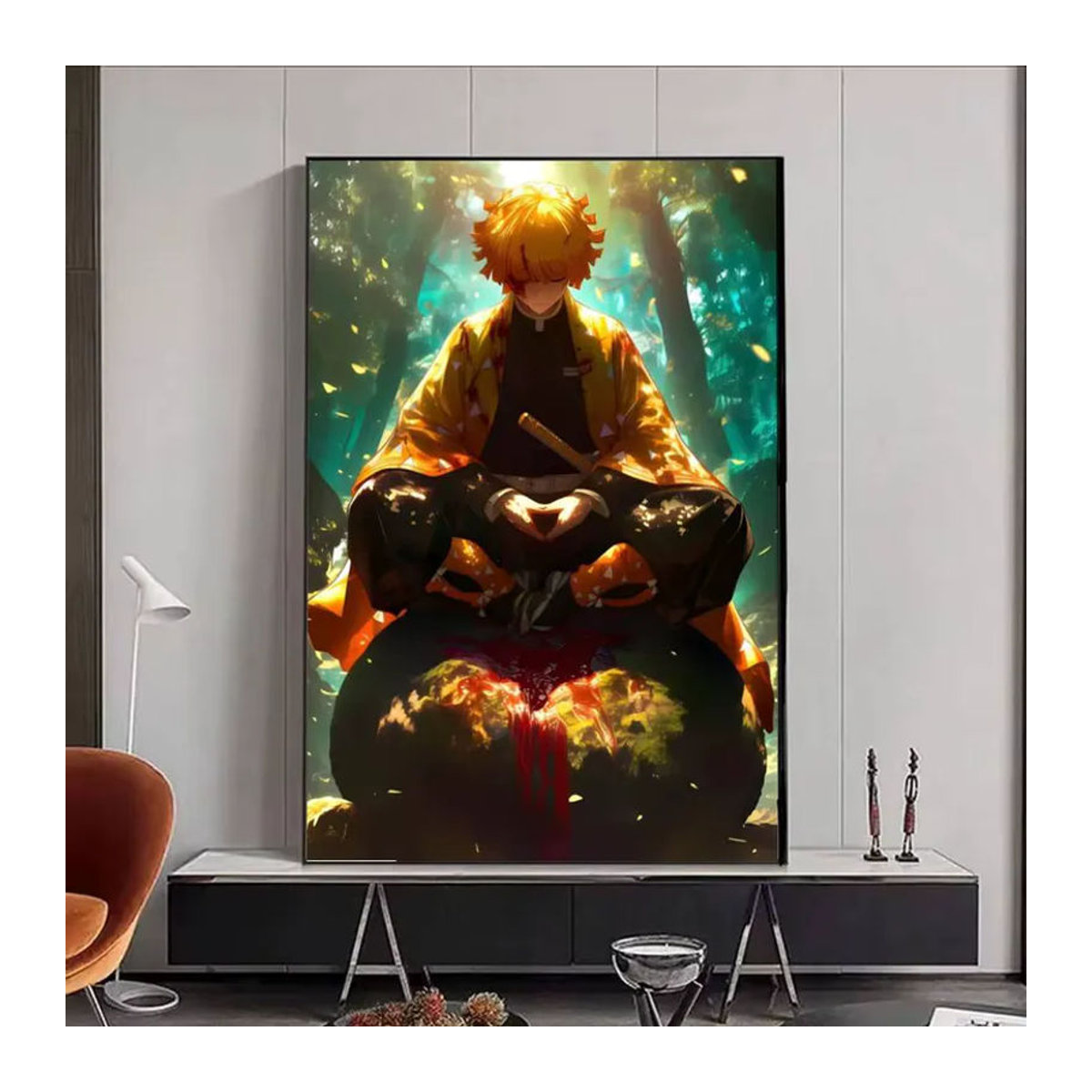 Selbstklebender Anime-Poster Zenitsu Porträt aus Papier, mehrfarbig, rechteckig im Hochformat - Bild 5