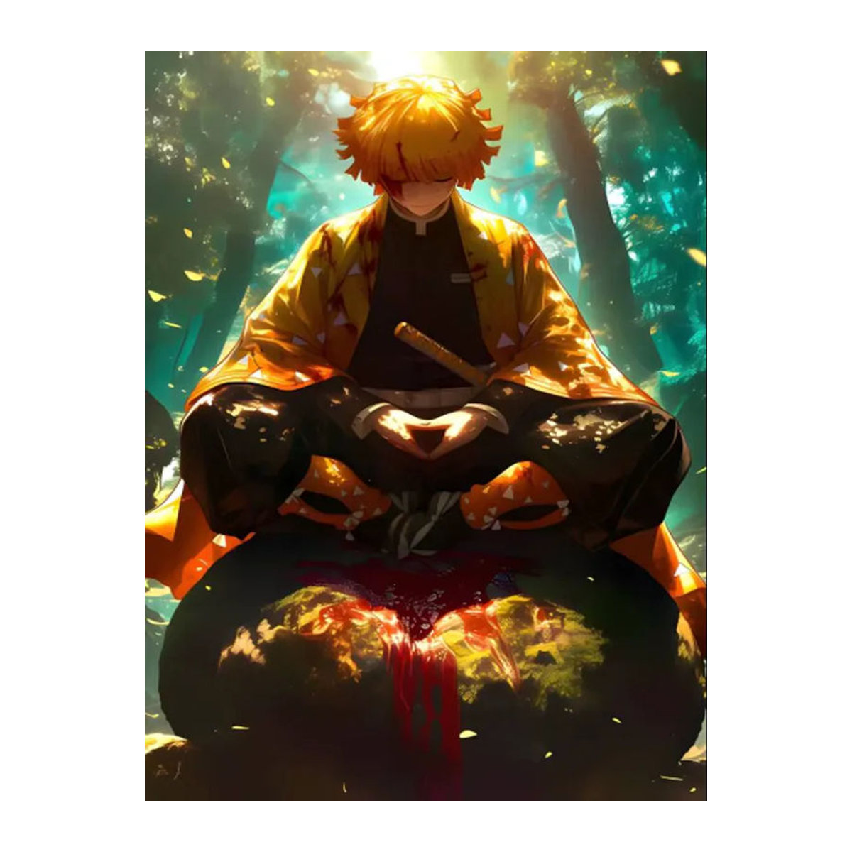 Selbstklebender Anime-Poster Zenitsu Porträt aus Papier, mehrfarbig, rechteckig im Hochformat - Bild 7