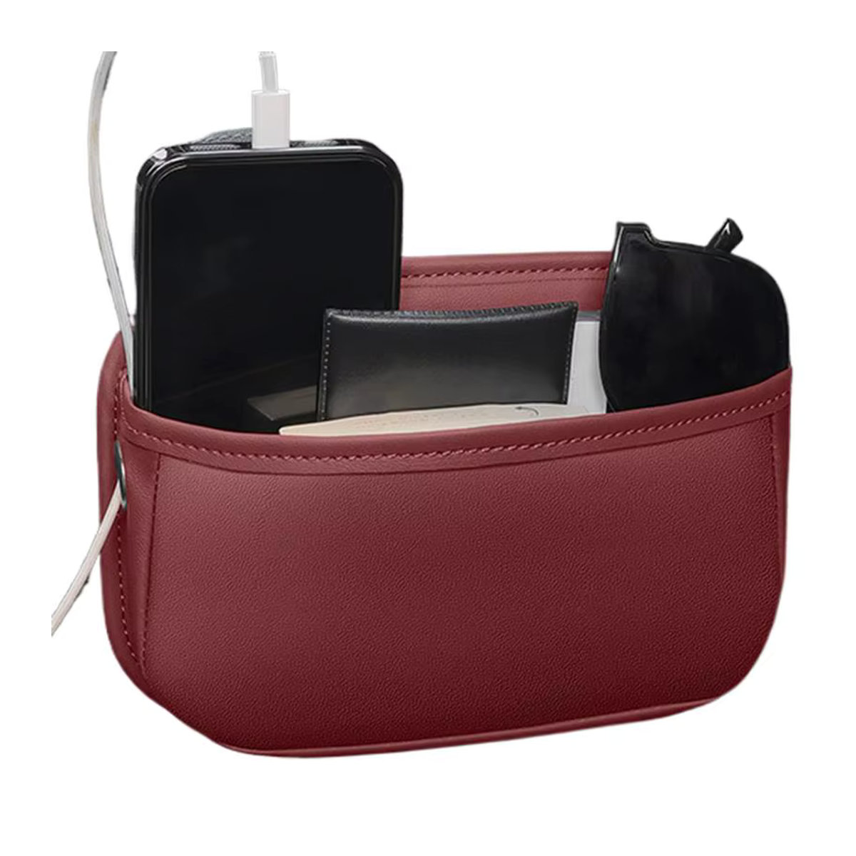 Selbstklebender Auto-Taschen-Organizer aus Leder in Schwarz für Telefon, Brillen und Schlüssel - Bild 2