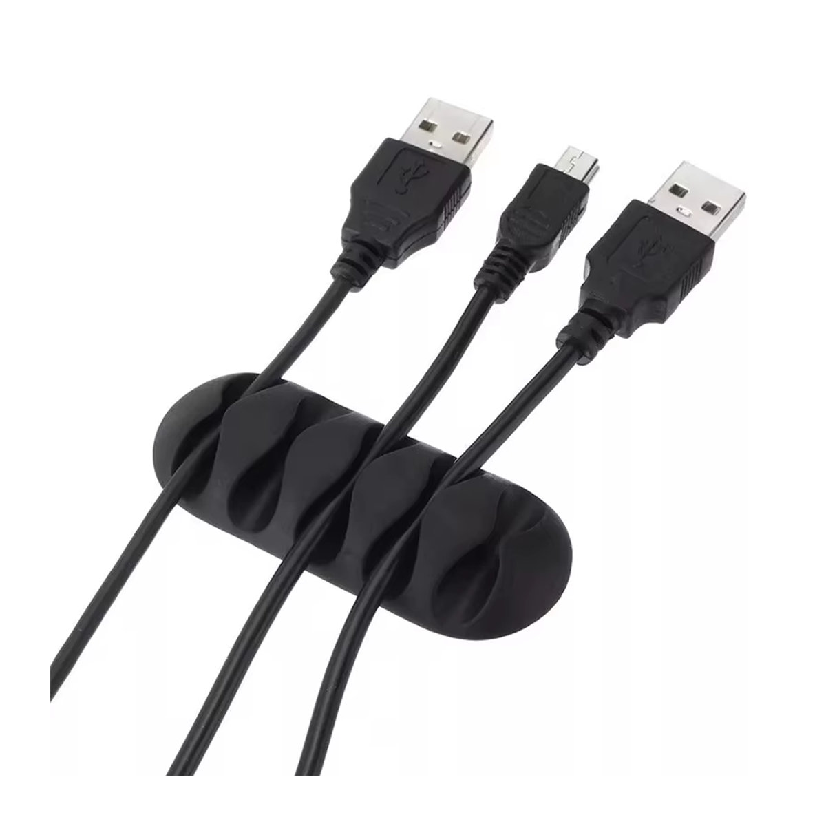 Selbstklebender Kabel-Organizer aus Silikon mit 5-Loch-Clips für dein Heimbüro in Schwarz oder Schwarz/Weiß - Bild 2