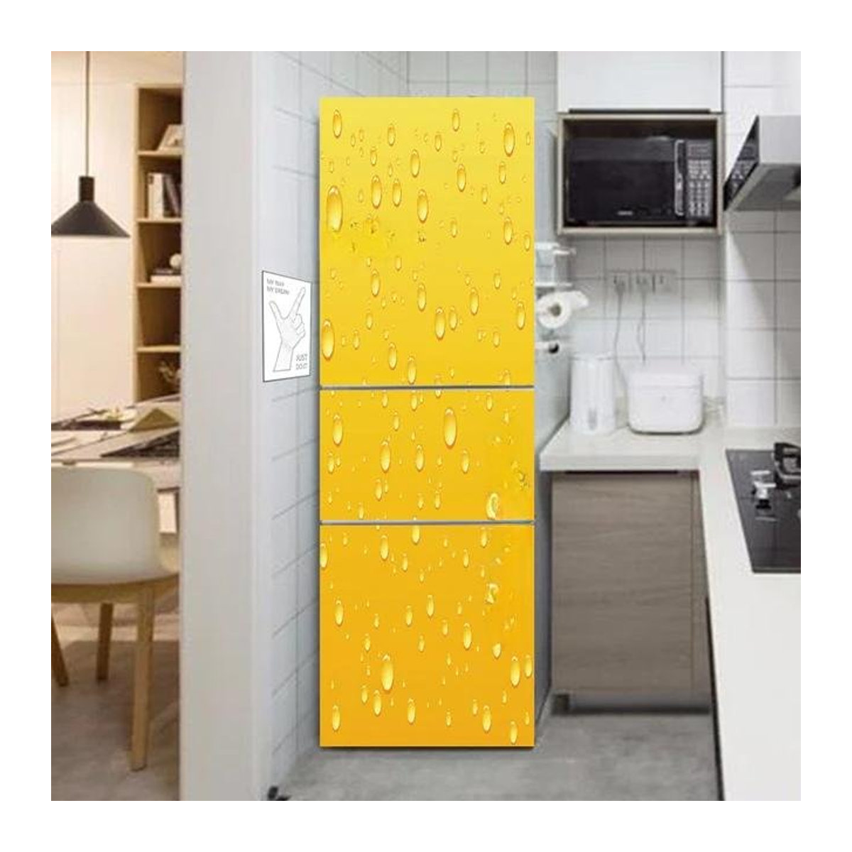 Selbstklebender Kühlschrank Aufkleber Sticker House mit Dschungel Motiv in Gelb, B: 40 cm, H: 120 cm - Bild 1