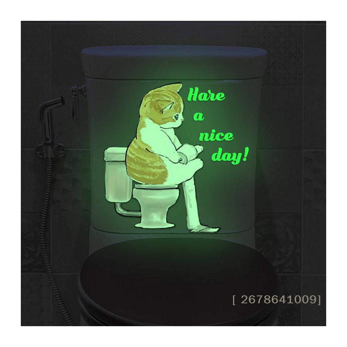 Selbstklebender leuchtender Katzenaufkleber von KuZHEN in Mehrfarbig für den Toilettendeckel im Badezimmer - Bild 1