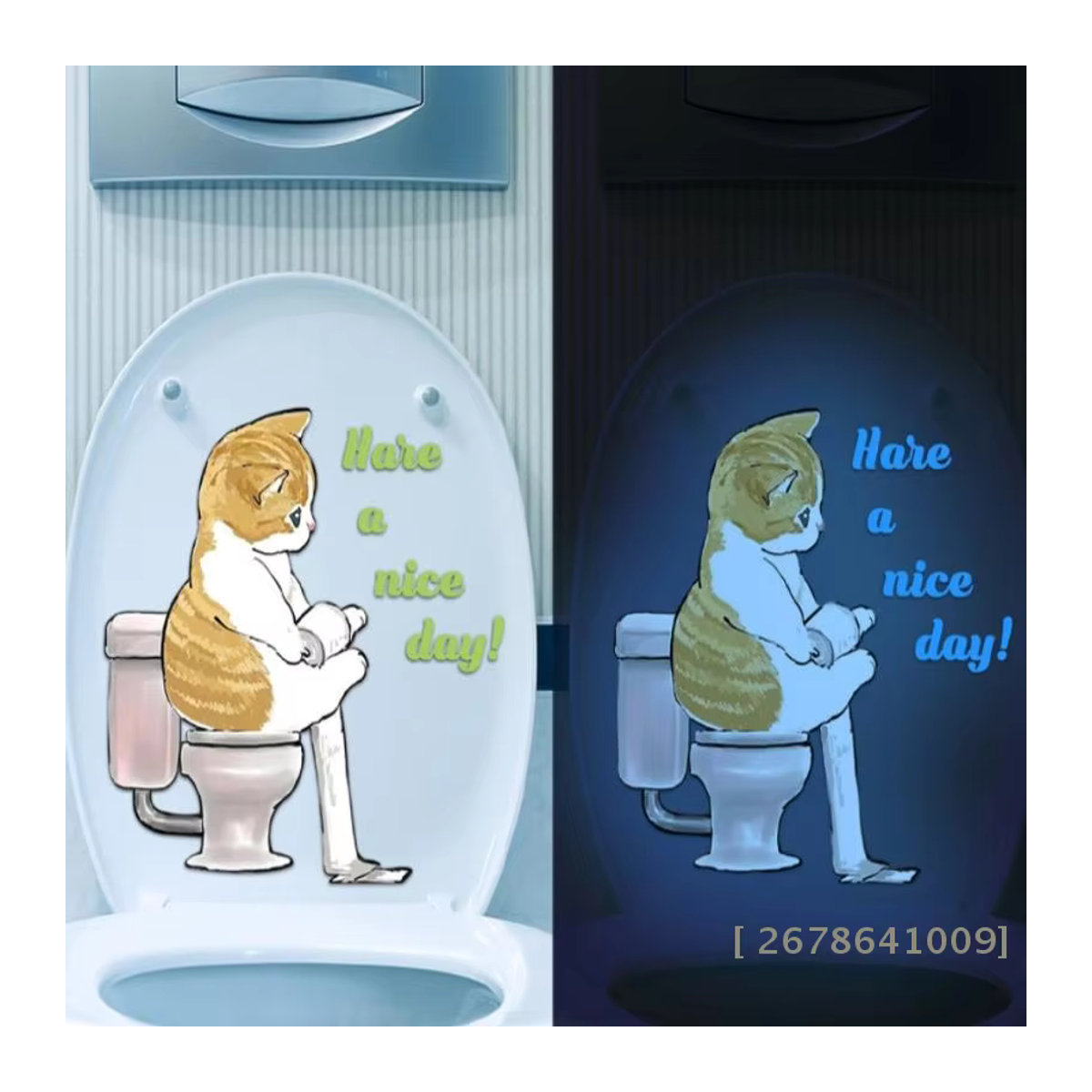 Selbstklebender leuchtender Katzenaufkleber von KuZHEN in Mehrfarbig für den Toilettendeckel im Badezimmer - Bild 2