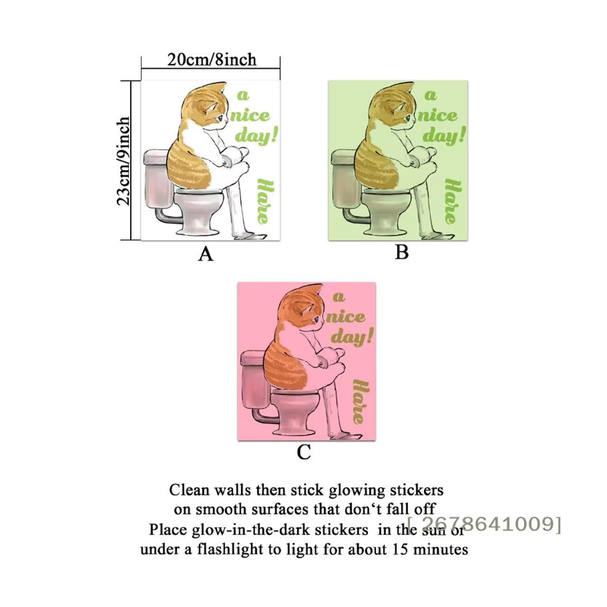 Selbstklebender leuchtender Katzenaufkleber von KuZHEN in Mehrfarbig für den Toilettendeckel im Badezimmer - Bild 4