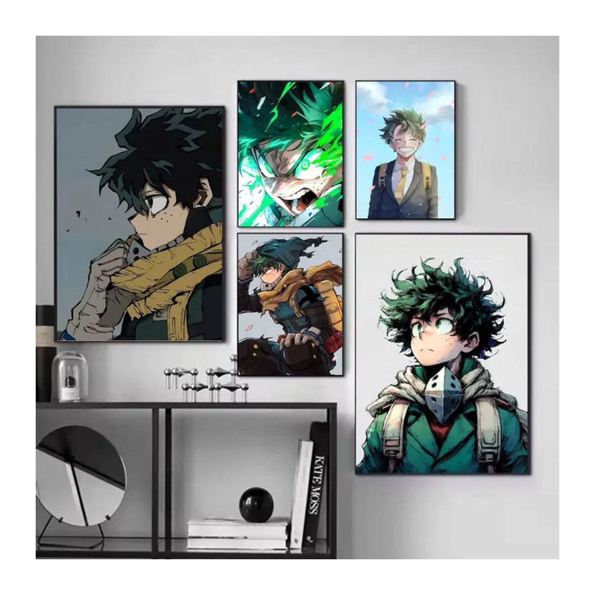 Selbstklebender Papierdruck mit Anime-Charakter Izuku Midoriya als mehrfarbiges Porträt für deine Wanddekoration - Bild 2