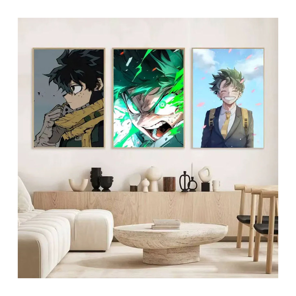 Selbstklebender Papierdruck mit Anime-Charakter Izuku Midoriya als mehrfarbiges Porträt für deine Wanddekoration - Bild 3